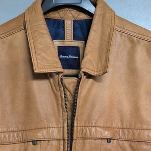 Tommy Bahama Men's Tan Leather Bomber Jacket